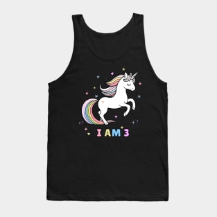 Magical Unicorn Birthday T-Shirt – I Am 3 – Perfect for Toddler Celebrations Tank Top